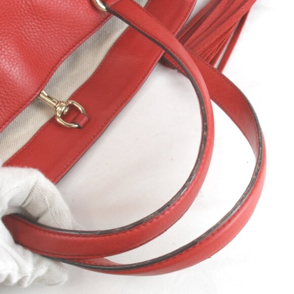 GUCCI Red Leather Tote Bag - Picture 6 of 12